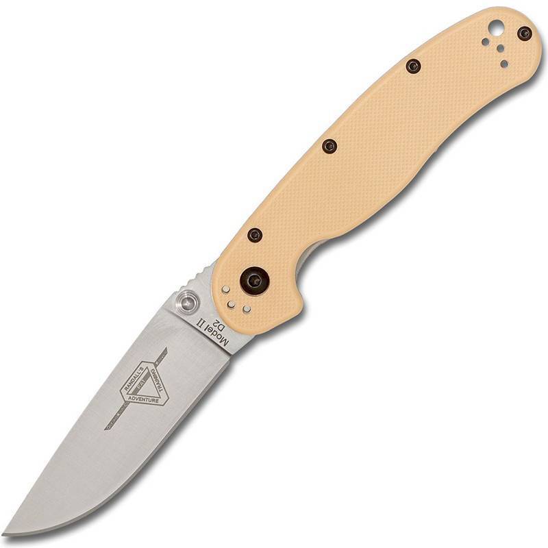Ontario RAT II D2, Satin Plain Blade, Desert GRN
