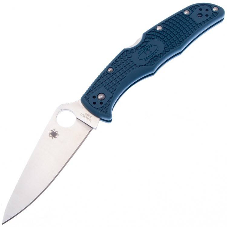 Spyderco Endura 4 Satin Plain Blade K390 Blue FRN