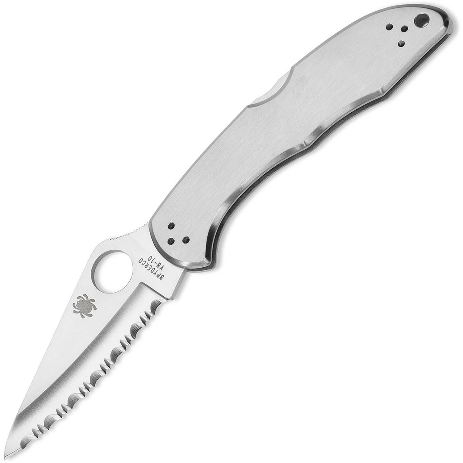 Spyderco Delica 4 Stainless Steel Handle, Full Serrated