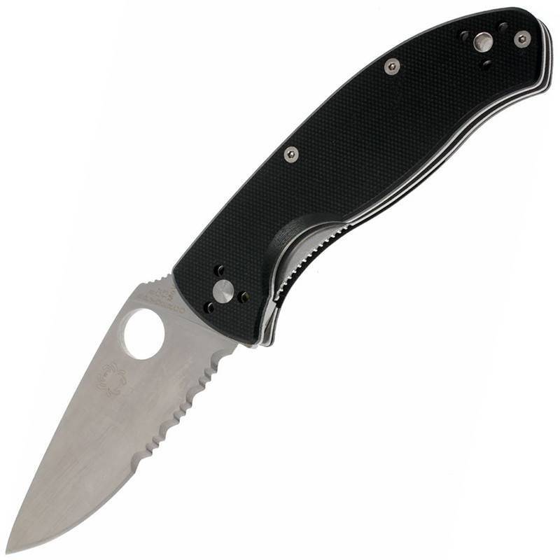 Spyderco Tenacious, Black G10 Handle, Part Serrated