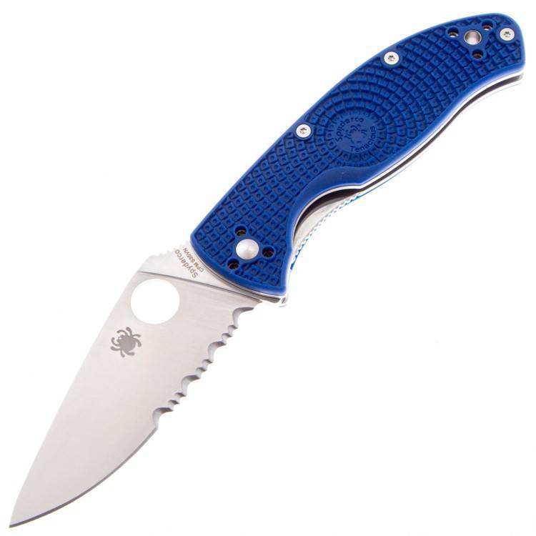 Spyderco Tenacious S35VN Part Serrated Blade Blue FRN