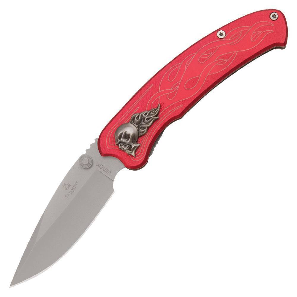 Полуавтоматический нож United Cutlery Tailwind Nova Skull Red Straight Edge Folder