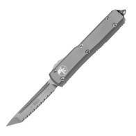 Автоматический фронтальный выкидной нож Microtech Ultratech T/E Gray Aluminum, Stonewash, Serrated CTS-204P