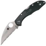 Складной тактический нож Spyderco Delica 4 Wharncliffe, VG10 Satin Full Serrated, Black FRN Handle