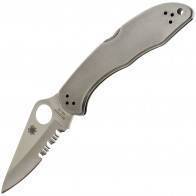 Складной тактический нож Spyderco Delica 4 Stainless Steel Handle, Part Serrated