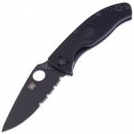 Складной тактический нож Spyderco Tenacious Lightweight Black Blade Part Serrated