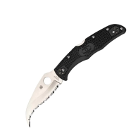 Складной нож для самообороны Spyderco Matriarch 2, VG10 Satin Full Serrated, Black FRN Handle