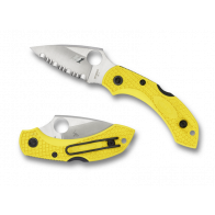 Складной туристический нож Spyderco Dragonfly 2, Yellow FRN handle, H1 Steel, Full Serrated