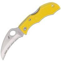 Складной нож-брелок Spyderco Ladybug 3, Yellow FRN handle, H1 Steel, Full Serrated, Hawkbill