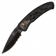 Полуавтоматический EDC нож United Cutlery Tailwind Nova Skull Black Serrated Edge Folder