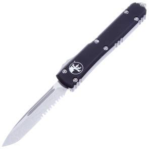 Автоматический фронтальный выкидной нож Microtech Ultratech S/E PS Stonewash Black Aluminium