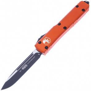 Автоматический фронтальный выкидной нож Microtech Ultratech S/E Orange Aluminium, DLC, Bohler M390