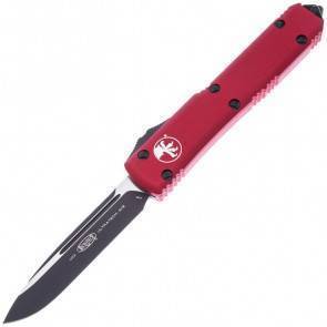 Автоматический фронтальный выкидной нож Microtech Ultratech S/E Red Aluminium, DLC/Satin, Bohler M390