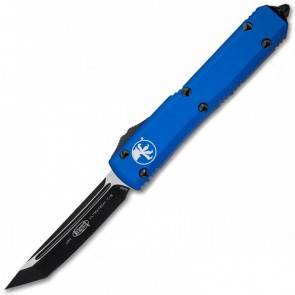 Автоматический фронтальный выкидной нож Microtech Ultratech T/E Blue Aluminum, DLC/Satin, Bohler M390