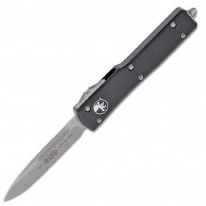 Автоматический фронтальный выкидной нож Microtech UTX-70 S/E Black Aluminum, Stonewash, Bohler M390