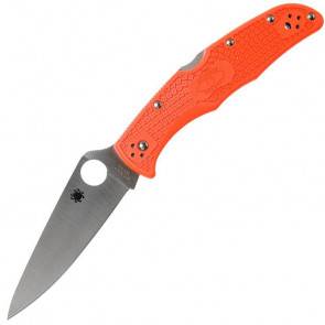 Складной EDC нож Spyderco Endura 4, Flat Ground, VG10 Satin Plain Blade, Orange FRN Handles