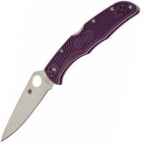 Складной EDC нож Spyderco Endura 4, Flat Ground, VG10 Satin Plain Blade, Purple FRN Handles
