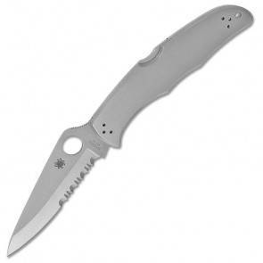 Складной EDC нож Spyderco Endura 4, Stainless Steel Handle, Part Serrated