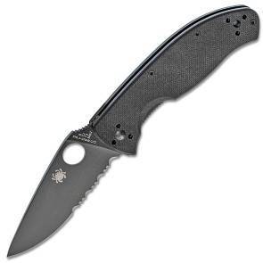 Складной нож Spyderco Tenacious Black Part Serrated Blade Black G10