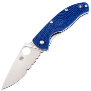 Складной нож Spyderco Tenacious S35VN Part Serrated Blade Blue FRN