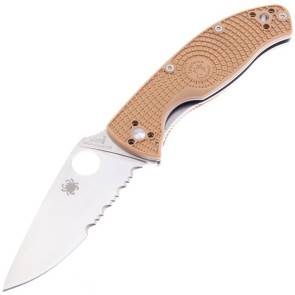 Складной нож Spyderco Tenacious LTW Part Serrated Blade Tan FRN