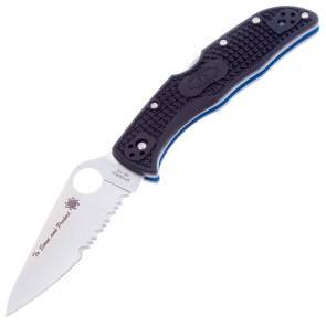 Складной нож Spyderco Endela Thin Blue Line Satin Part Serrated Blade VG10 Black FRN