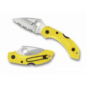 Складной туристический нож Spyderco Dragonfly 2, Yellow FRN handle, H1 Steel, Full Serrated