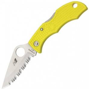 Складной нож-брелок Spyderco Ladybug 3, Yellow FRN handle, H1 Steel, Full Serrated
