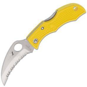 Складной нож-брелок Spyderco Ladybug 3, Yellow FRN handle, H1 Steel, Full Serrated, Hawkbill