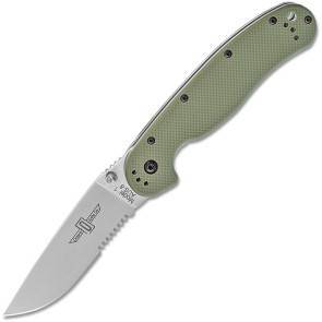 Складной повседневный нож Ontario RAT I OD Green, Satin Part serrated