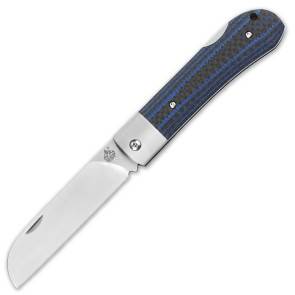 Складной EDC нож QSP Worker Satin сталь N690, рукоять Carbon Fiber/Blue G10