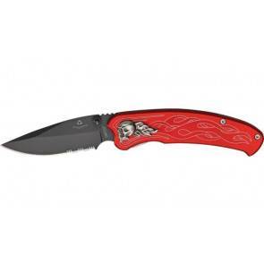 Полуавтоматический нож United Cutlery Tailwind Nova Skull Red Straight Serrated Edge Folder